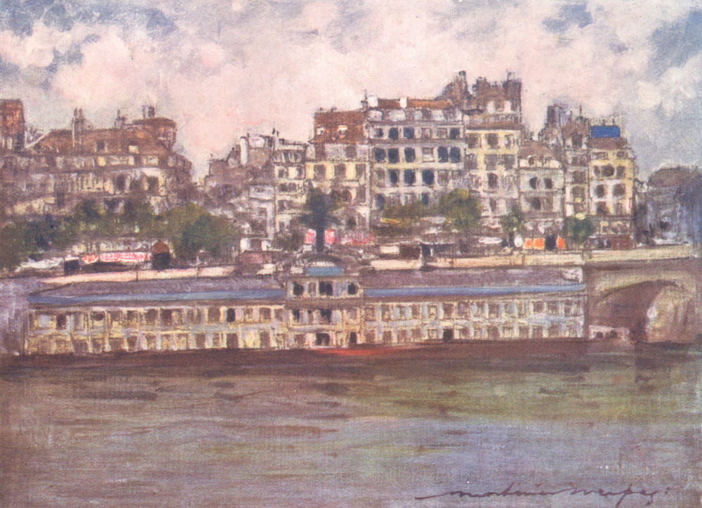 PARIS. Bathing-House(Samaritaine) 1909 old antique vintage print picture